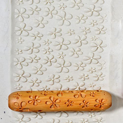 MKM Pottery Tools Wood Big Hand Rollers for Clay (BHR-07 Daisies) - color: BHR-07 Daisies