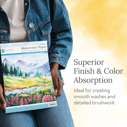 50 Sheets Watercolor Paper White Cold Press (300GSM, 8.5x11)