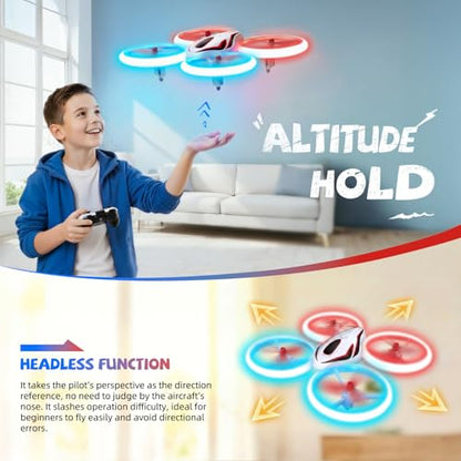 Veeniix RC Drone for Kids Anti-Collision Quadcopter LED Light Red - color: Red