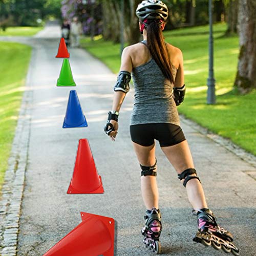 Mirepty 7 Inch Plastic Traffic Cones Sport Training Agility Marker Cone - color: Green, 24 Pack