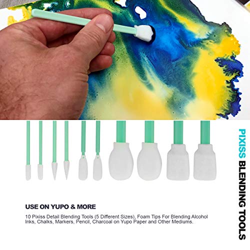 Tim Holtz Alcohol Inks - Shades of Blue - Denim, Stonewashed, Aquamarine, Pool, Cloudy Blue - 7 Ink Set - 10 Blending Tools - color: Blue