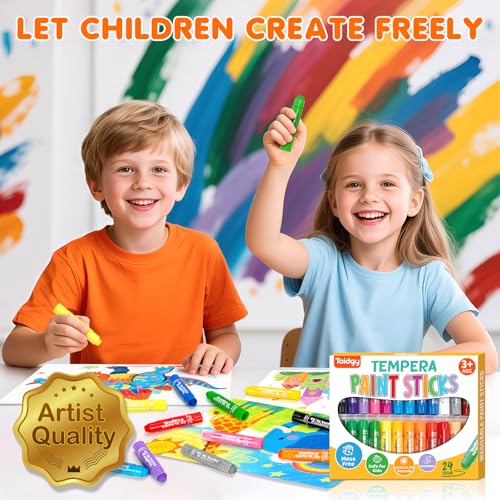 Tempera Paint Sticks, 24 Color Washable Solid Paint Sticks for Kids Toddler - size: 0.04 Ounce (Pack of 24)