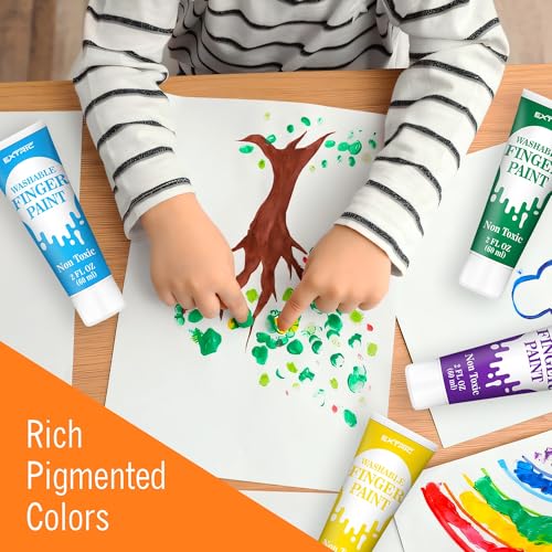 EXTRIC Finger Paint for Toddlers 1-3 Washable 12 PK, 2 OZ Tempera Paints - size: 2 Fl Oz (Pack of 12)