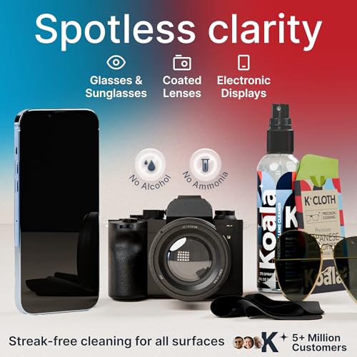 Koala Eyeglass Lens Cleaner Spray Kit | Japanese Microfiber (2 Piece Set) - size: 2 Piece Set