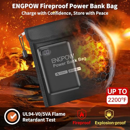 ENGPOW Fireproof Organizer Travel Safe Bag, Portable Electronic Carry Case - size: 9'' x 7''