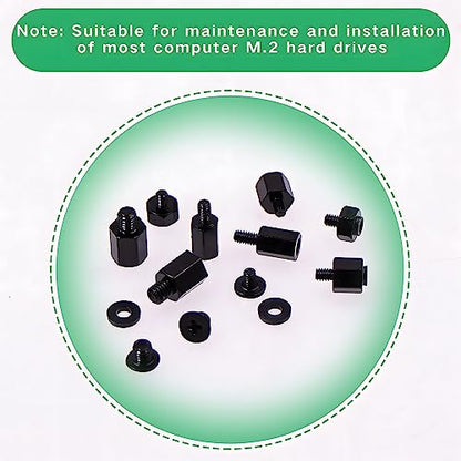 200Pcs M.2 Screw Kit - Black M2 SSD Mounting Screws for NVMe Laptops, Asus, Gigabyte, MSI Motherboards