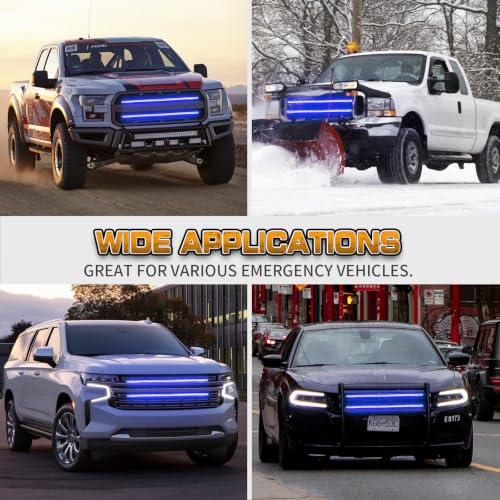 XRIDONSEN 2PCS 30 inch Blue Grill Emergency Lights Strip - color: Blue
