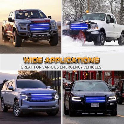 XRIDONSEN 2PCS 30 inch Blue Grill Emergency Lights Strip - color: Blue