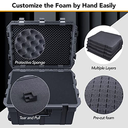 Lykus HC-6540 Hard Case with Wheels and Foam, Inner Size 23.0*16.54*14.17in - size: HC-6540