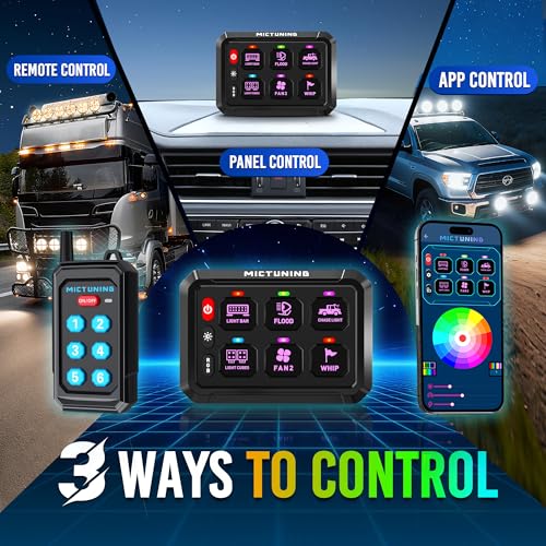 MICTUNING P1Y+ 6 Gang Switch Panel with APP & Remote Control 230FT - color: With APP& Remote), size: 6 Gang