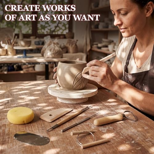 11 Pcs Polymer Clay Roller Machine Set, Stainless Steel Clay Press Machine with 6 Thickness Settings, Handbuilding Kit with Sculpting Tools Silicone Mat and Canvas Cloth for DIY Crafts