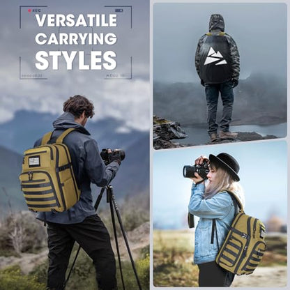 SDYSM Waterproof Camera Backpack 15.6 Inch,Camera Bags for Photographers - color: Brown