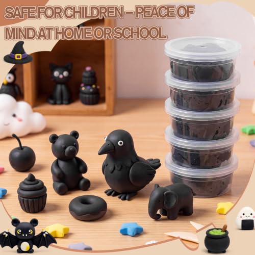 VioraWhite 48 Pcs Air Dry Clay Bulk 1.6lb Modeling Clay Kit,Black - color: Black