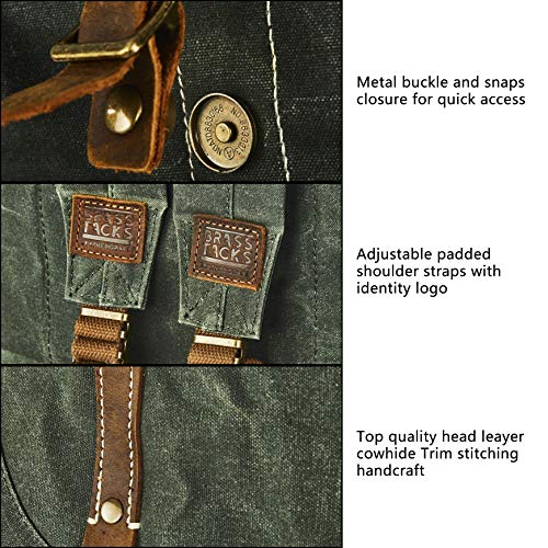Heavy-Duty Waxed Canvas Rucksack Backpack - color: Green, size: 400 x 340 x 190 mm - Standard