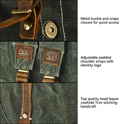 Heavy-Duty Waxed Canvas Rucksack Backpack - color: Green, size: 400 x 340 x 190 mm - Standard