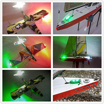 Viloga 3PCS/Set LED Light Kit for RC Plane Jet Airplane Aircraft Fix Wing Quadcopter, Rechargeable Red Green White LED Flashing Lights, Super Bright Little Light for Safe Dusk Flight