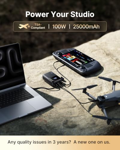 INIU Laptop Power Bank, Smallest 25000mAh 100W Fast Charging Battery Pack - color: Metallic Silver, size: Mini Size