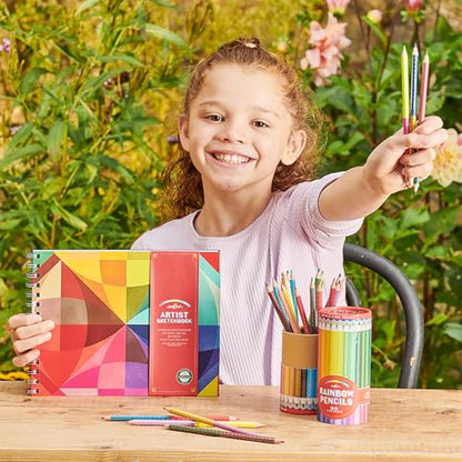 eeBoo Rainbow Spiral Bound Sketchbook, 80 Pages, 9.5" x 7.5" - style: Rainbow
