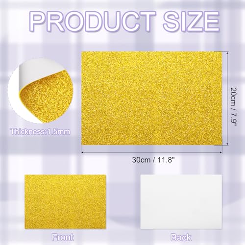 uxcell Foam Sheets 5Pcs 8x12Inch EVA Self-Adhesive Sparkle Yellow Glitters - color: Yellow