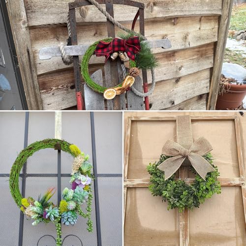 7 Pcs 12 inch Natural Grapevine Wreath Set, Green - size: 7 Pcs 12 inch green