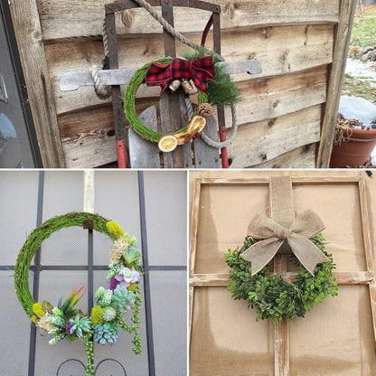 7 Pcs 12 inch Natural Grapevine Wreath Set, Green - size: 7 Pcs 12 inch green