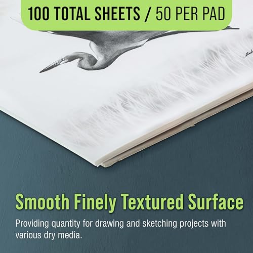 U.S. Art Supply 9" x 12" Premium Drawing Pad, Pack of 2 (50 Sheets Each)