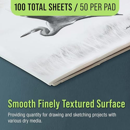 U.S. Art Supply 9" x 12" Premium Drawing Pad, Pack of 2 (50 Sheets Each)