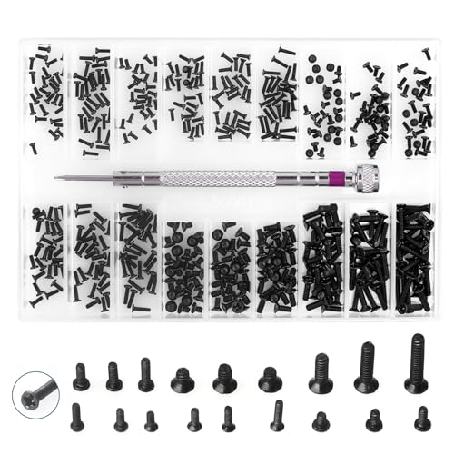 Computer Screws Laptop Screws 500 Pcs M1.2/M1.4/M2.0 Small Screws Kit for Motherboard PC SSD Glasses with Screwdriver