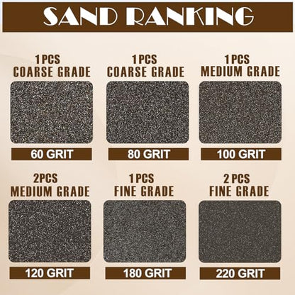 8pcs Sanding Blocks Assortment Kit, Sponge Sand Block Washable and Reusable, Wet & Dry Sandpaper Block - 60/80/100/180 Grit x 1pcs, 120/220 Grit x 2pcs - size: 60/80/100/120/180/220 Grits