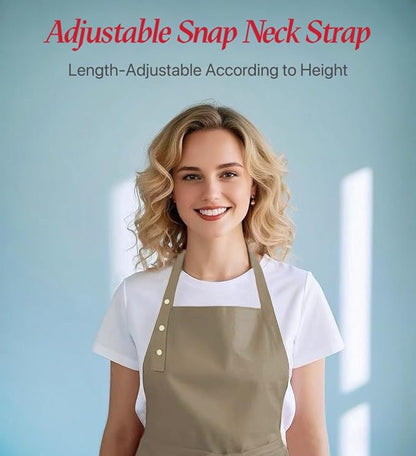 Aprons for Women Men, Water-Resistant Kitchen Aprons for Cooking - color: Khaki