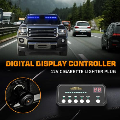 XRIDONSEN 2x 17 inch Blue Emergency Lights 40 LED Dash Strobe Lights - color: Blue