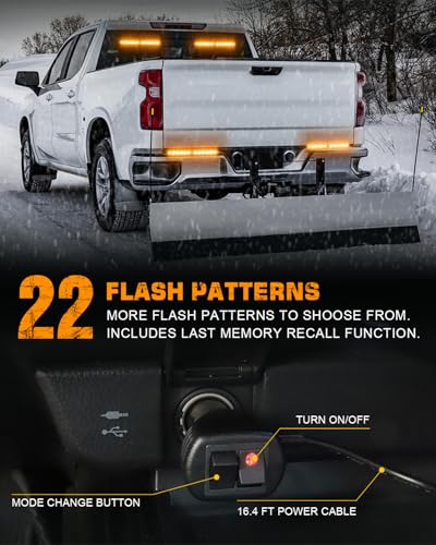 XRIDONSEN 2x 10.7 inch Amber Light Bar 24 LED Emergency Strobe Lights - color: Amber
