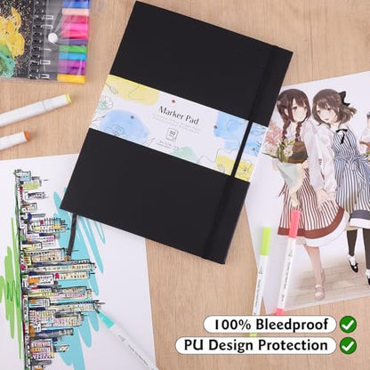 Hardcover Marker Paper Pad 9×12 in, 50 Sheets, Spiral Bound, 120gsm - size: 9×12 Inch (50 Sheets )