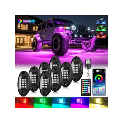 8Pods RGB LED Rock Lights Multicolor Underglow Accent Light Kit 12V - size: 8Pods