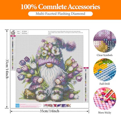 Diamond Art Kits for Adults, Gnome DIY 5D Diamond Painting for Beginners - color: BLKJDP18