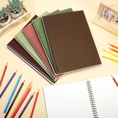 Fuutreo 6 Pack Spiral Notebook 10.5x7.45 Notebook,Fresh,Morandi - color: Fresh
