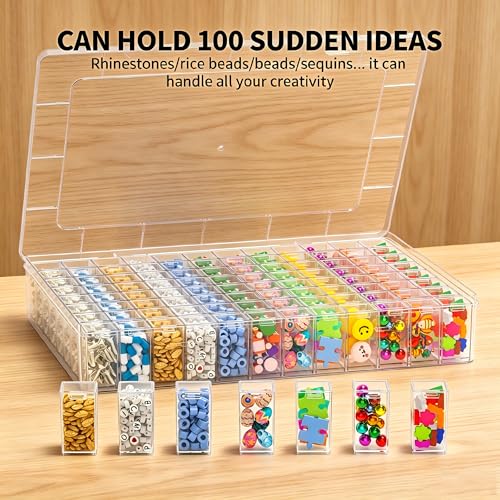 Newly Upgraded Transparent Large Capacity Diamond Painting Storage Containers,96 Grid Craft Organizers and Storage, Suitable for Nail Art, Necklaces, Bead Storage Containers - style: 96 large bottle