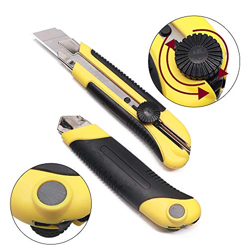 Box Cutter Retractable 25MM Long Utility Knife With 20pcs Blades Refills - size: 20 Blades + 1 Knife