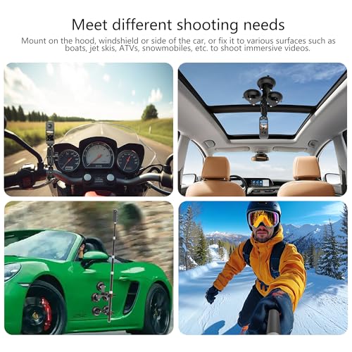 Five Suction Car Mount for Insta360 X6 with Locking Invisible Selfie Stick