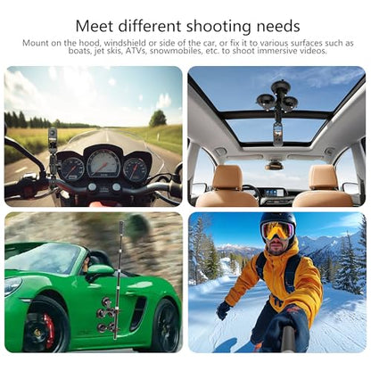 Five Suction Car Mount for Insta360 X6 with Locking Invisible Selfie Stick