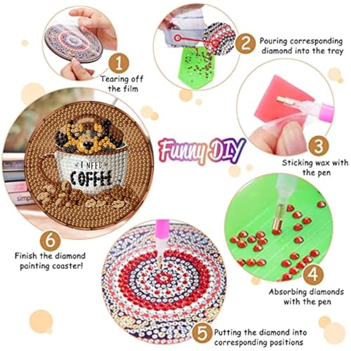 8 Pack Diamond Art Coasters,Coffee Dog Diamond Painting Coasters Kits - color: Coffee Dog Coasters