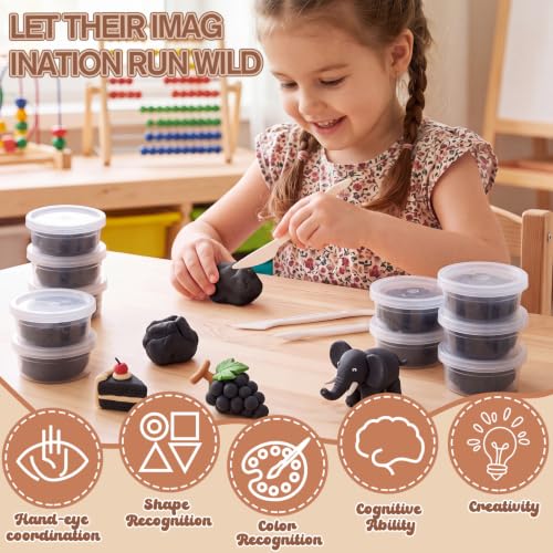 VioraWhite 48 Pcs Air Dry Clay Bulk 1.6lb Modeling Clay Kit,Black - color: Black