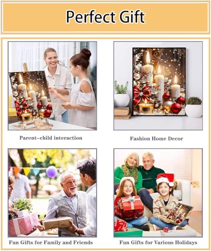 Meothan Paint by Numbers Kit for Adults Beginner 16x20 inch (Without Frame) - color: 1 Pack Christmas Candles, size: 15.7 x 19.7 in
