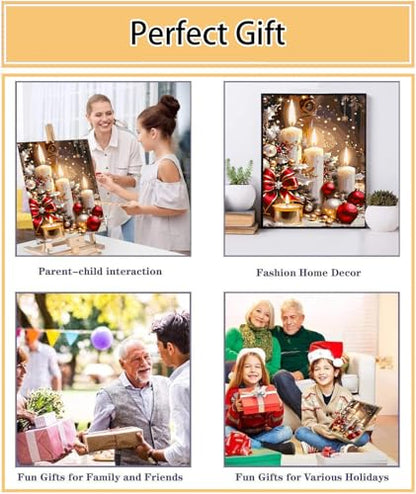 Meothan Paint by Numbers Kit for Adults Beginner 16x20 inch (Without Frame) - color: 1 Pack Christmas Candles, size: 15.7 x 19.7 in