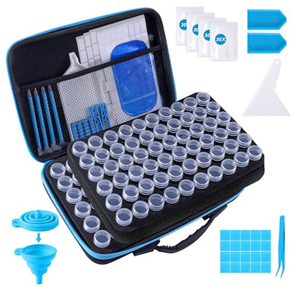 LYMUSUMI Diamond Art Storage Containers 120 Slots Diamond Painting Tools - color: Blue-120 Slots