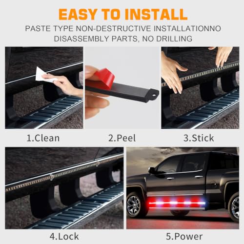 XRIDONSEN 2PCS 70 inch Running Board Emergency Lights 864 LED Strobe Lights - color: Red/White