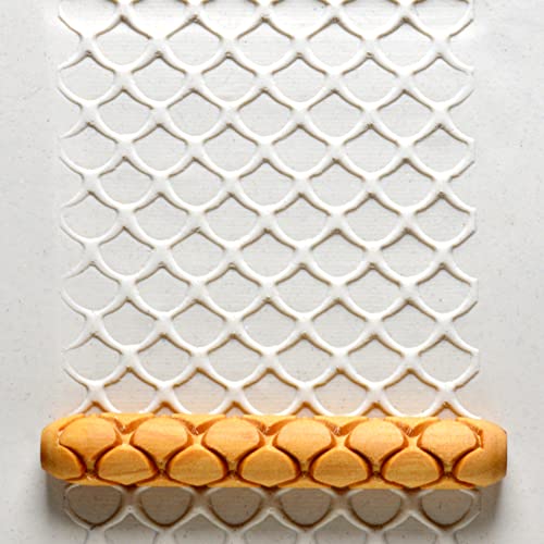 MKM Pottery Tools Wood Hand Rollers for Clay (HR-56 Fish Scales) - size: HR-56 Fish Scales