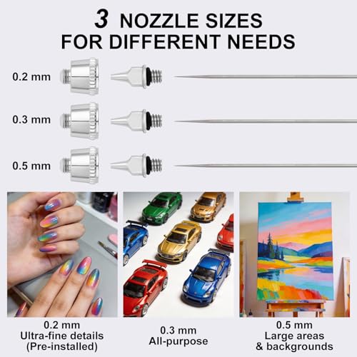 Roizefar Dual-Action Gravity Airbrush Gun with 4 Cleaner for Model Painting