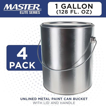 Master Elite 1 Gallon Unlined Empty Metal Paint Can Bucket with Lids,4-Pack - size: 128-Fl Oz (Pack of 4)