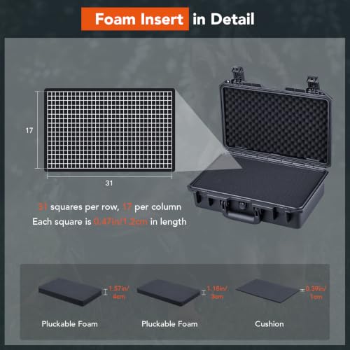 Lykus HC-3910 Waterproof Hard Case with Foam, Inner Size 14.76*7.91*3.86in